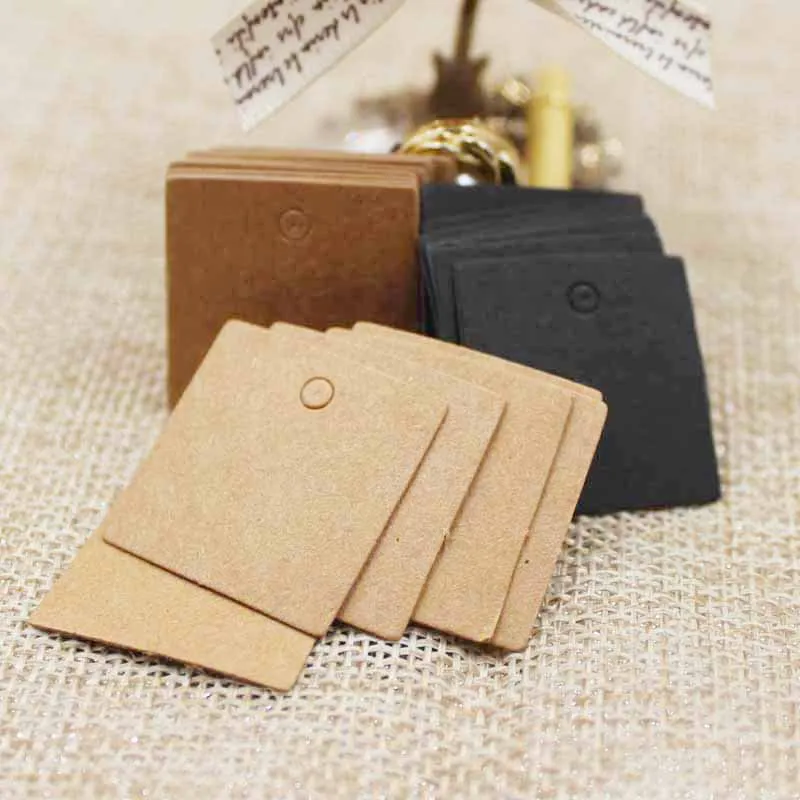 Kraft Hang Tag - 100 個 2.5*2.5 センチメートル小型正方形服クラフト/黒/白紙吊り下げ値札イベントプレゼントカード紙ラベルしおり