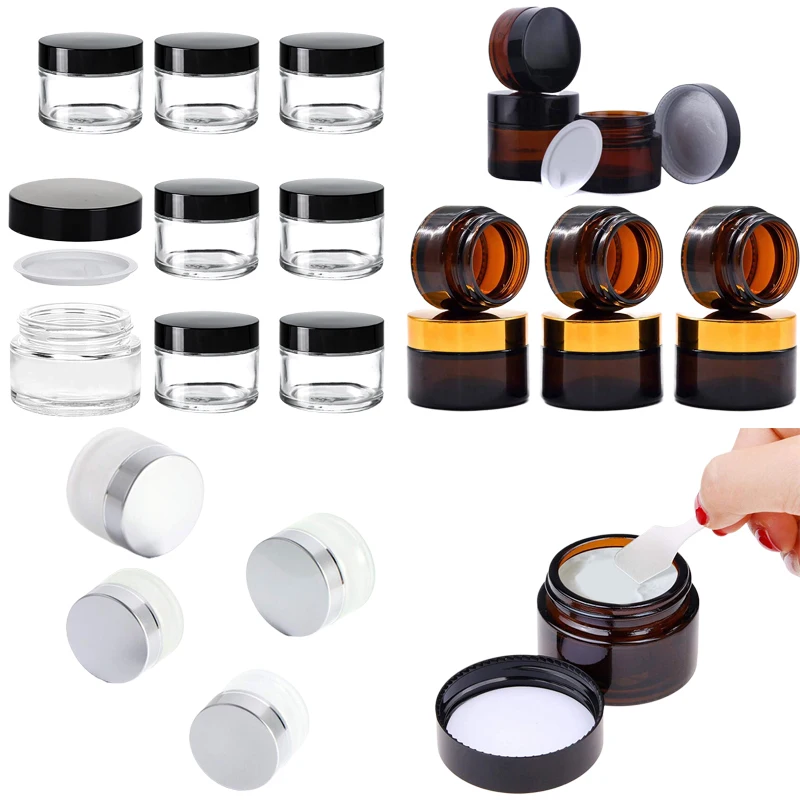 Candle Supplies Glass Jars - 5 個 5 グラム-100 グラムミニアンバーラウンドガラスクリームジャーポットインナーライナー &