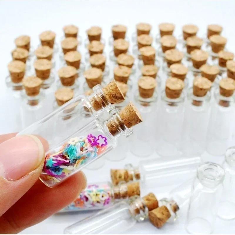 Candle Supplies Glass Jars - 5/10 個クリエイティブデザインミニクリアクリスタルジャーラブリーコルクストッパーガラスボトル適切なキャンドルエッセンシャルオイル装飾 DIYCraft