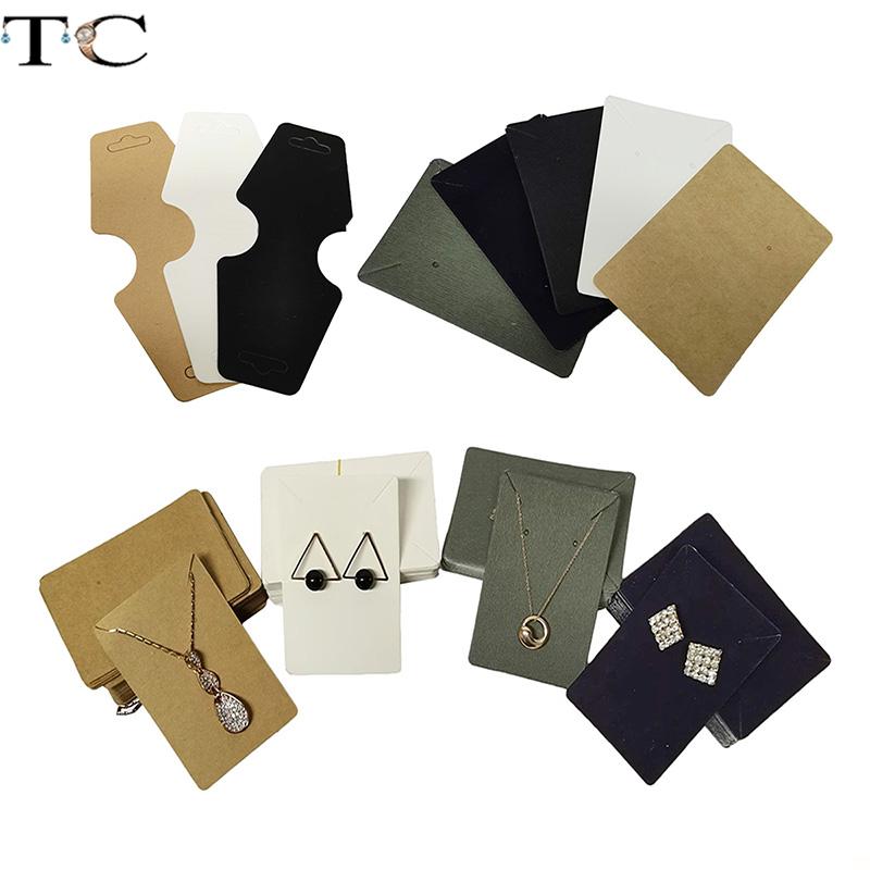 Kraft Hang Tag - クラフト紙のイヤースタッド,ジュエリー表示,カード,ネックレス,クラフト紙のイヤリング,紙の吊り下げ,50ピース/ロット
