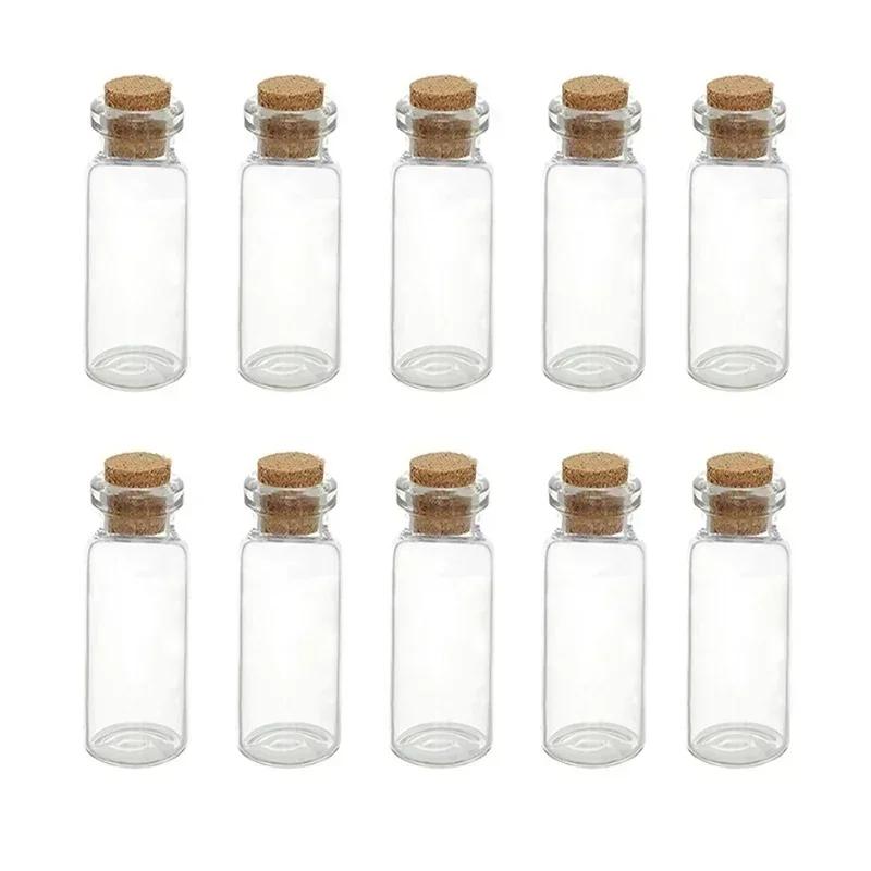 Candle Supplies Glass Jars - 5/10 個クリエイティブデザインミニクリアクリスタルジャーラブリーコルクストッパーガラスボトル適切なキャンドルエッセンシャルオイル装飾 DIYCraft