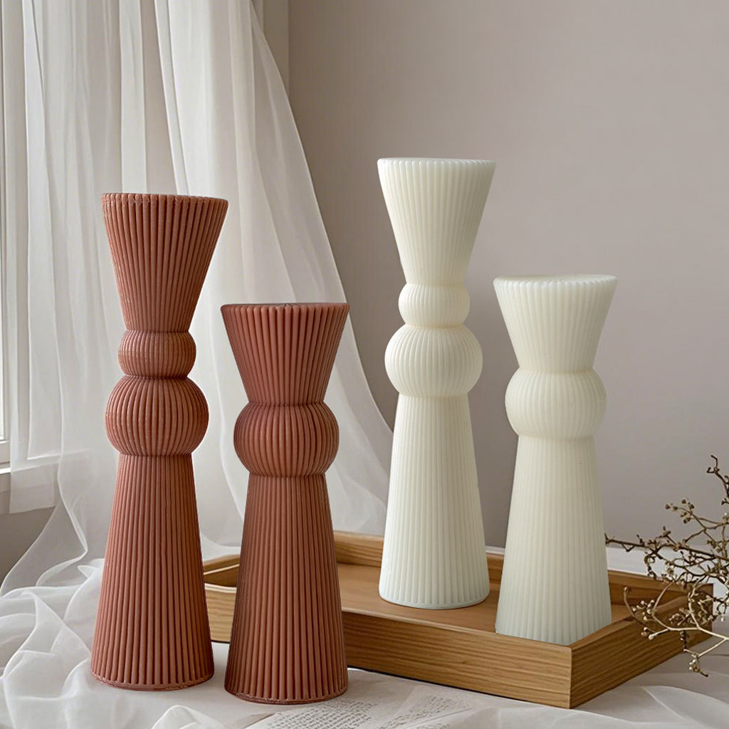 Candle Supplies Shop - DIY ロングロッドストライプ柱キャンドルモールド手作りシリンダーアロマキャンドルシリコーン金型教会キャンドル作成用品