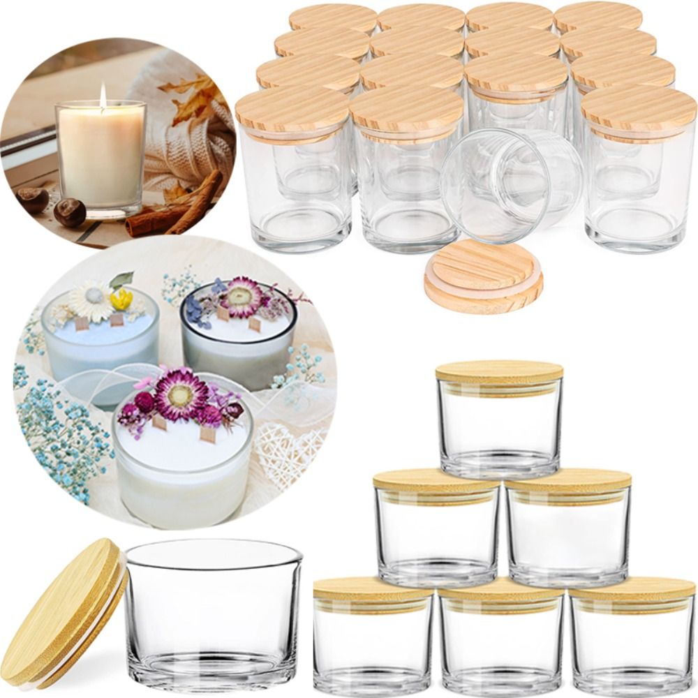キャンドルを作るための透明なガラスキャンドルジャー、小さな透 - Candle Supplies Glass Jars のレビューと価格