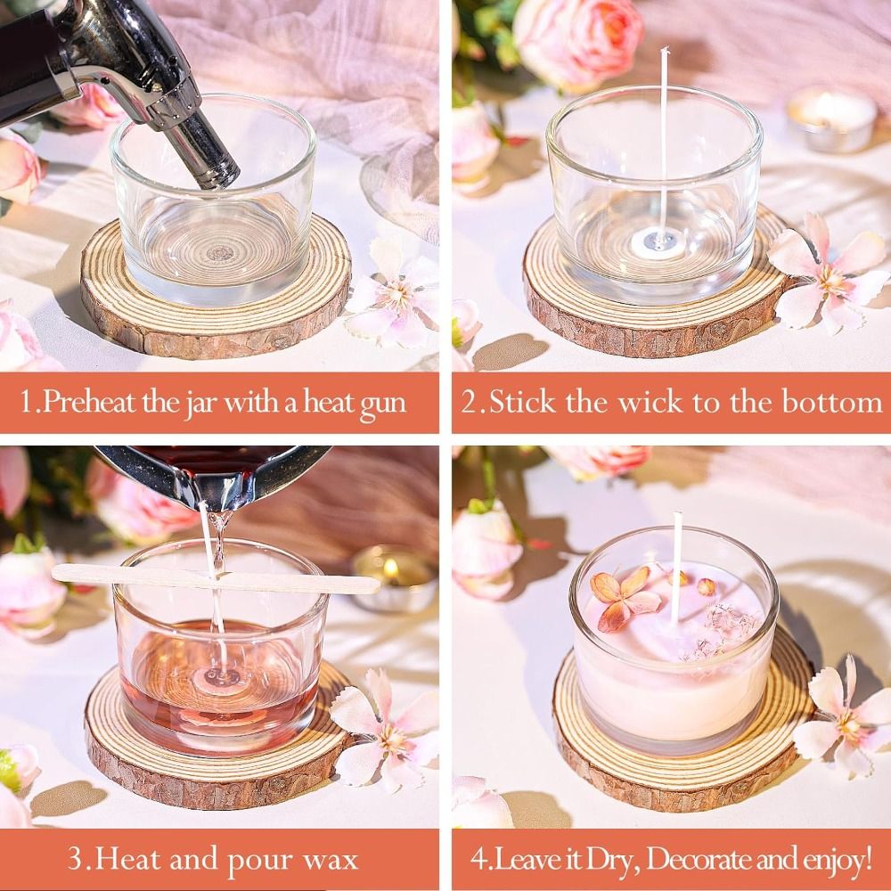 キャンドルを作るための透明なガラスキャンドルジャー、小さな透 - Candle Supplies Glass Jars のレビューと価格