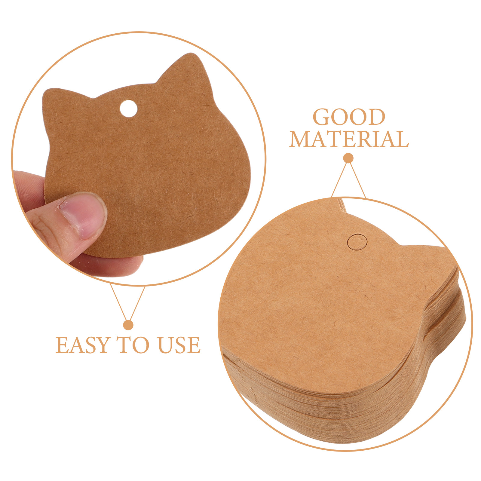200 個猫型クラフト紙タグ空白書き込み可能 DIY ハング - Kraft Hang Tag のレビューと価格