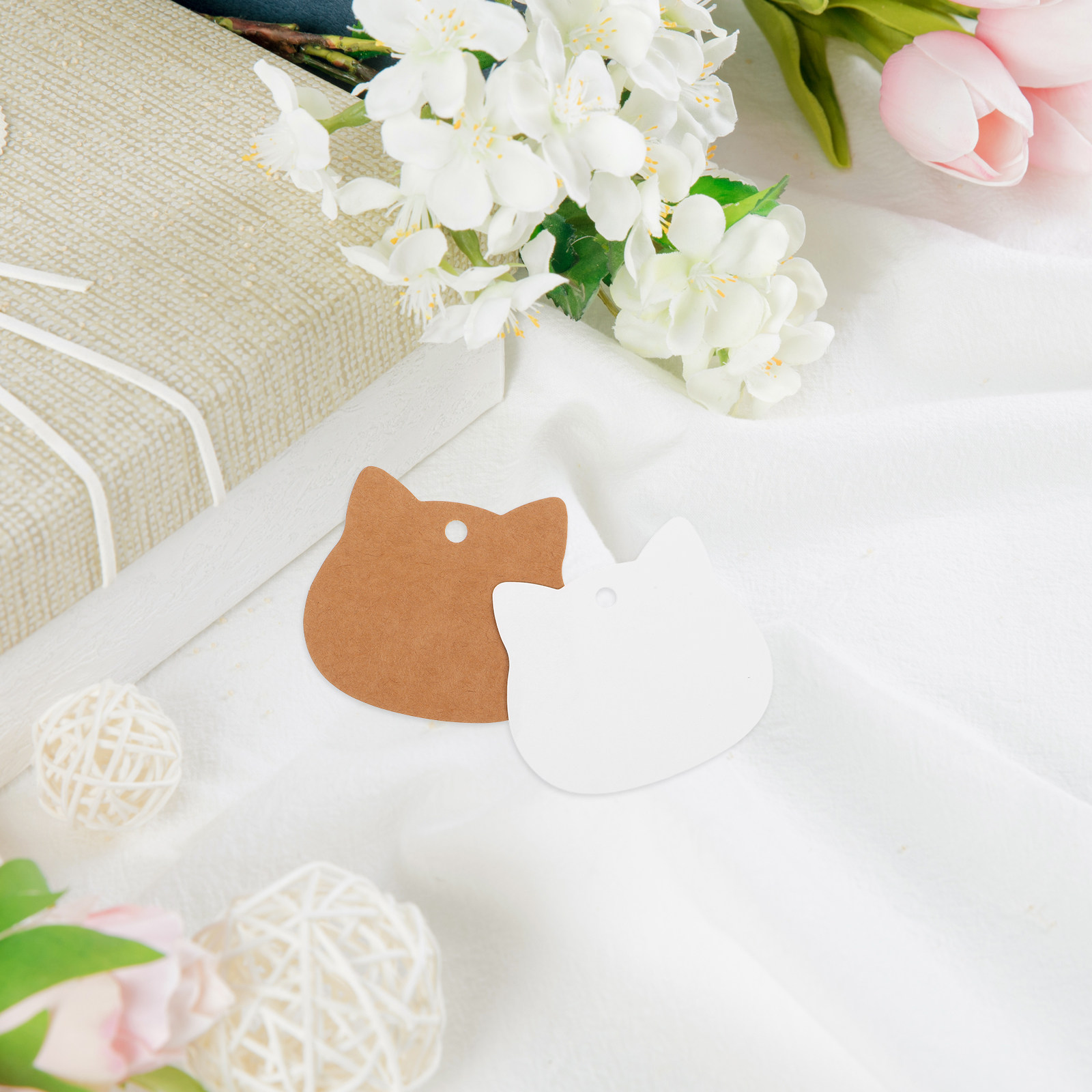 200 個猫型クラフト紙タグ空白書き込み可能 DIY ハング - Kraft Hang Tag のレビューと価格