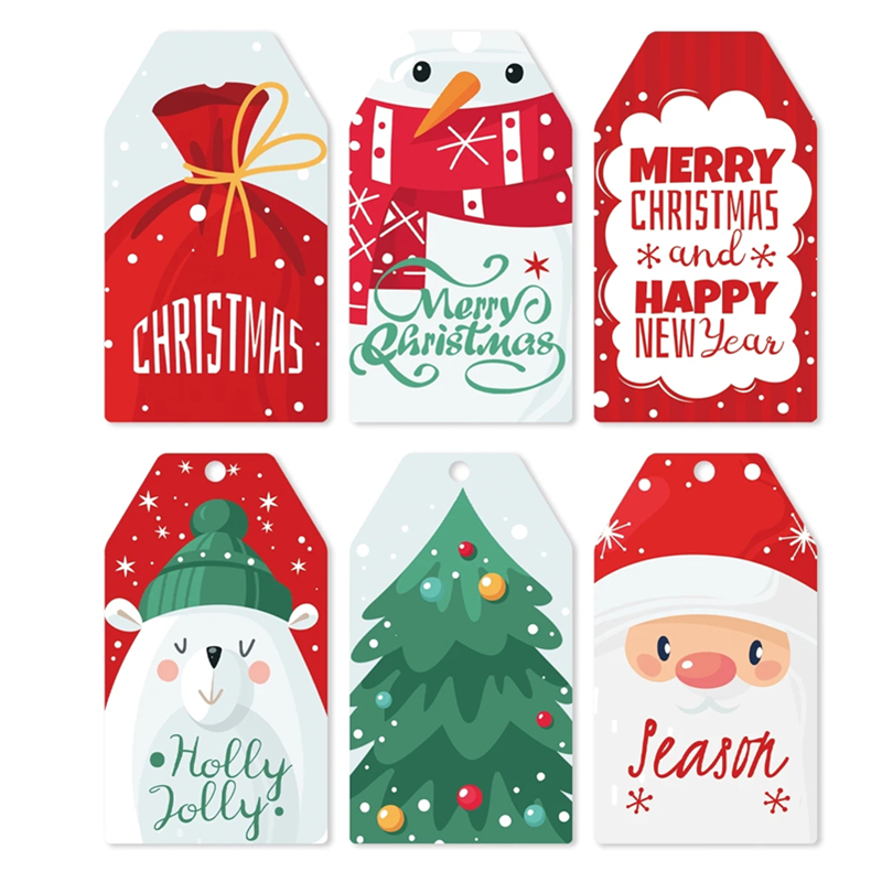 50枚入り クリスマス ペーパー ギフトタグ サンタクロース - Kraft Hang Tag のレビューと価格