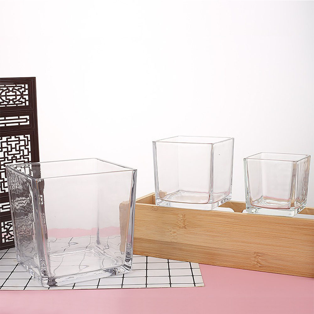 幾何学正方形燭台香キャンドル瓶用品透明ガラス家の寝室のデスク - Candle Supplies Glass Jars のレビューと価格